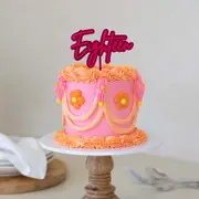 "Eighteen" Hot Pink / Pink Layered Cake Topper