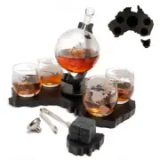 Don Vassie's Limited Edition Globe Whiskey Decanter Set Australia Map 4 Glas...