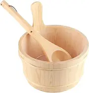 Wooden Sauna Bucket Ladle Set Waterproof Leakproof Eco-Friendly for SPA Bath Accessories