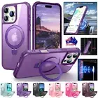 For iPhone 16e 16 15 14 13 12 11 Pro Max Magnetic Magsafe Ring Case Stand Cover