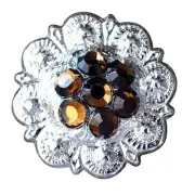 47HS Set Of 16 Western Screw Back Concho Crystal Berry Brown Saddle Cowgirl