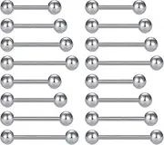 [Mayhoop] 14G Stainless Steel Nipple Rings Tongue Rings Straight Barbell Bars Piercing 12mm 14mm 16mm 18mm in Length for Women Men