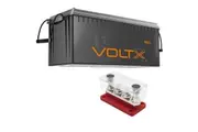VoltX 12V 300Ah Lithium Battery + Bus Bar M8 Power Distribution Terminal Block (4 GANG 300A Red)