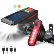 Bike Light, Sloar & USB Rechargeable Bicycle Light Set with Horn, Super Brigh...