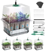 Seed Starter Tray, 60-Cells Seedling Starter Trays with Grow Light, Self-Wate...