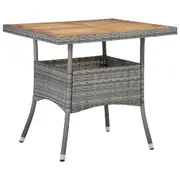 Outdoor Dining Table Grey Poly Rattan and Solid Acacia Wood vidaXL