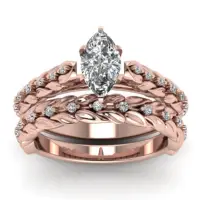 在飛比找蝦皮購物優惠-玫瑰金填充梨形鑽石結婚戒指套裝