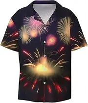 [EdWal] Explosion Fireworks 3D Print Men's Print T Shirts Short Sleeve Polo Shirts Casual Summer Beach Shirt for Men