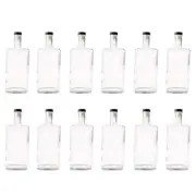 12 x 500ml Square Glass Spirit Vodka Whiskey Gin Bottles with Black Corks
