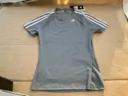 Adidas women's climalite 3 stripe t-shirt grey UK 4-6 XS RRP£28 new tags