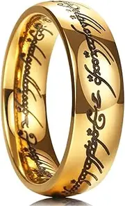 [King Will] 7mm Titanium Ring for Men Gold Lord of The Rings Wedding Band for Men Women Comfort Fit High Polished