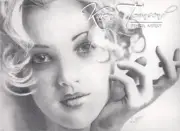 Original pencil drawing of Drew Barrymore