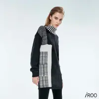 在飛比找momo購物網優惠-【iROO】多元素拼接長版針織上衣