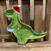 Christmas Dinosaur Plate, Hobby Lobby Christmas Dinosaur Plate, Dinosaur Decor