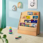 Kids Wood Bookshelf Rack 5 Tier Book Storage Case Magazine Display Organizer
