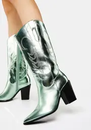 Mint Got Range Metallic Cowboy Boots