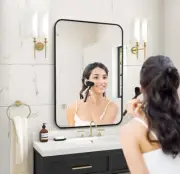 FABUDAY Black Bathroom Mirror for Over Sink Wall - 24x36 Rectangle Mirror Matte