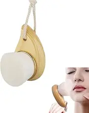 Bamboo Wood Handle Cleansing Brush – Extra-Soft Fiber Facial Brush,Deep Cleansing & Exfoliating Face Brush,Bamboo Wood Handle Face Scrubber for Deep Pore Cleansing,Exfoliating & Lymphatic (White)