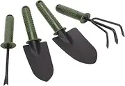 Garden Tool Set(4Pcs) Handheld Iron Gardening Kit Includes 2 Shovels, 1 Rake & 1 Weed Puller Portable Replacement Gardening Supplies Garden Tool Set