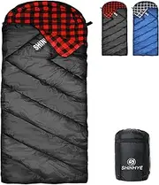 ShinHye Sleeping Bag for Adults 0 Degree Flannel Camping Gear Sleeping Bag Big and Tall Cotton Zero Degree Cold Weather Sleeping Bag XXL Black Left Zip