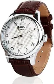 [sdsau] SKMEI Mens Unique Roman Numeral Fashion Design Quartz Analog Waterproof Wrist Business Casual Watch