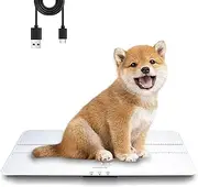 UNIWEIGH Digital Pet Scale 220lbs x10g High Accuracy,Dog/Cat Animal Scales with 3 Weighing Units/Tare/Hold Function,Baby Scale for Pets,Tempered Glass Material,USB cable,Large LED Platform Scale,white