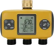 3 Zone Sprinkler Timer with Brass Inlet, Programmable Water Timer for Garden Hose, Digital Irrigation Timers with Rain Delay, Manual Mode, Child Lock, for Yard, Garden, Lawn