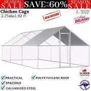 Outdoor Chicken Cage Garden Coop Hen House Galvanised Steel 2.75x6x1.92 m vidaXL