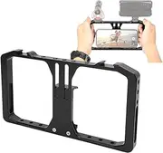 Aluminum Alloy Handheld Smartphone Video Stabilizer Rig with Cold Shoe Mount, Filmmaking Vlogging Grip Tripod Mount for iPhone and More