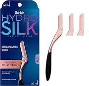 Schick Hydro Silk Dermaplaning Wand, Dermaplaning Tool for Face with 3 Refill Blades | Dermaplane Razor for Women Face, Dermaplane Tool, Eyebrow Razor, Face Razor, Facial Razor, Weighted Metal Handle