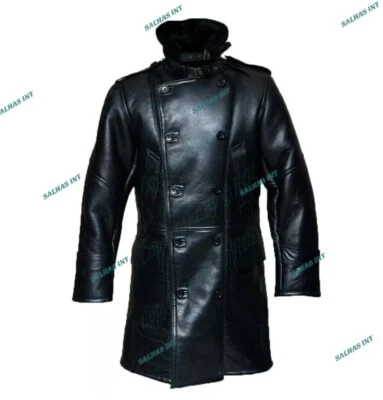 Men B3 RAF Bomber WW11 Winter Warm Shearling Fur Jacket Black Sheep Leather Coat