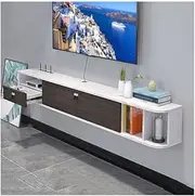 TV Stand Floating TV Unit, Wall Mounted TV Cabinet, Floating Shelves with Door for Living Room and Office TV Cabinet(White,Small)