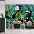 3D Selva Tree Sea Grass Bird Self-adhesive Removeable Wallpaper Wall Mural 385