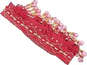 Angoily 1 Roll Curtain Fringe Trim with Beads Durable Rayon Fabric Tassel Lace for DIY Craft Home Decoration Sofa Curtain Accents