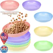 10 Pcs Wheat Straw Cat Bowls 5.6" - Shallow Wide Whisker Relief Dishes
