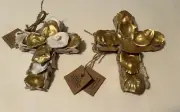 2 Mud Pie Oyster Shell Cross Ornaments Hanging Decoration