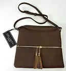 Deluxity Los Angeles Crossbody Purse Small Handbag Vegan Faux Leather Brown NWT