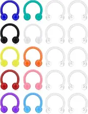 [D.Bella] 16G Septum Retainer Flexible Lip Eyebrow Nose Septum Rings Clear Acrylic Cartilage Helix Rook Daith Piercing Retainer Plastic Horseshoe Barbell for Work 8mm