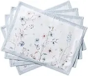 Maison d'Hermine Placemats Set of 4 100% Cotton Washable Cloth Place Mats, Reusable Table Mats for Kitchen Dining Decoration, Party, Wedding, Restaurant (Ice Florals, 13" x 19")