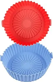 2 Pack Air Fryer Silicone Liners Basket Round, Apply to 1-3.5 QT Airfryer, Air Fryer Silicone Pot Bowl, Reusable Baking Tray Cooking Oven Accessories (Top 6.5in / Bottom 5.5in)
