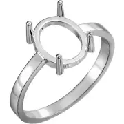 14K Gold Oval Cabochon Cut Solitaire Ring Setting Classic Style Ring Mounting