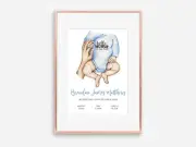 Nursery Baby Newborn Birth Print, Birth Announcement Birth Stats Baby Gift