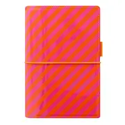 Filofax Domino Patent Personal Organiser Planner Notepad Orange/Pink Stripes