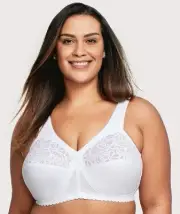 Glamorise Magiclift Cotton Support Wire-Free Bra - White (Size 20D)