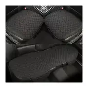 3PCS Set Car Seat Cushion for Front and Back Seat, 3D Soft Linen Black/3PCS
