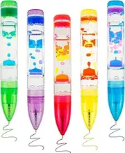 Liquid Motion Bubbler Pens, Colorful Liquid Timer Pens for Kids and Adults, Anti-Stress Liquid Pen Sensory Toy, Leak-Proof Drop Resistant Toy Pen for Stress and Anxiety Relief (5PCS)