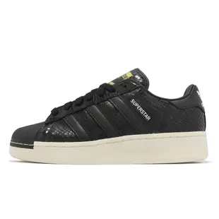 adidas 休閒鞋 Superstar XLG 男鞋 女鞋 黑 金 皮革 鱷魚紋 貝殼頭 微增高 愛迪達 IE5195