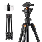 K&F Concept 64" Camera Tripod with 360° Ball Head & Phone Clip for DSLR/Phone