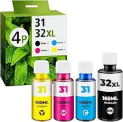 32XL Black Ink Bottle Set 31 Ink for Smart Tank 7602 6001 5101 651 Ink Refill Compatible with HP 31 Ink 32XL Black Ink Bottle Set for Smart Tank 5101 7602 5000 651 5103 6001 7301 7302 7001 Printer