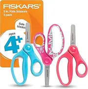 Fiskars 5" Blunt-Tip Scissors for Kids 4-7, For School or Crafting, 3 Pack: Blue, Floral, Pink